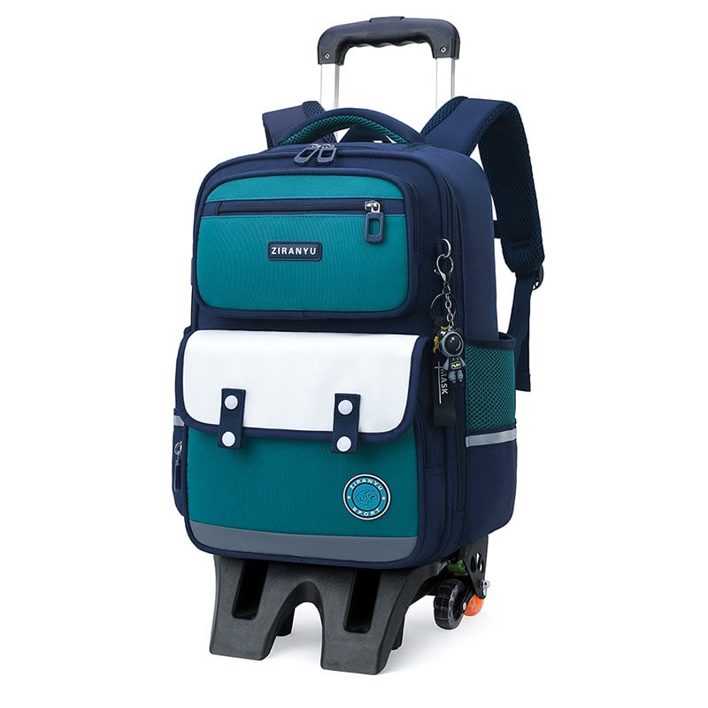 Natural Fish Κυλιόμενη σχολική τσάντα για μαθητές, 20–35L, Oxford ύφασμα, με ράβδο έλξης, τροχοί τύπου αεροπλάνου, εσωτερικός οργανωτής (θήκη με φερμουάρ, θήκη ID, lamin φερμουάρ θήκη)