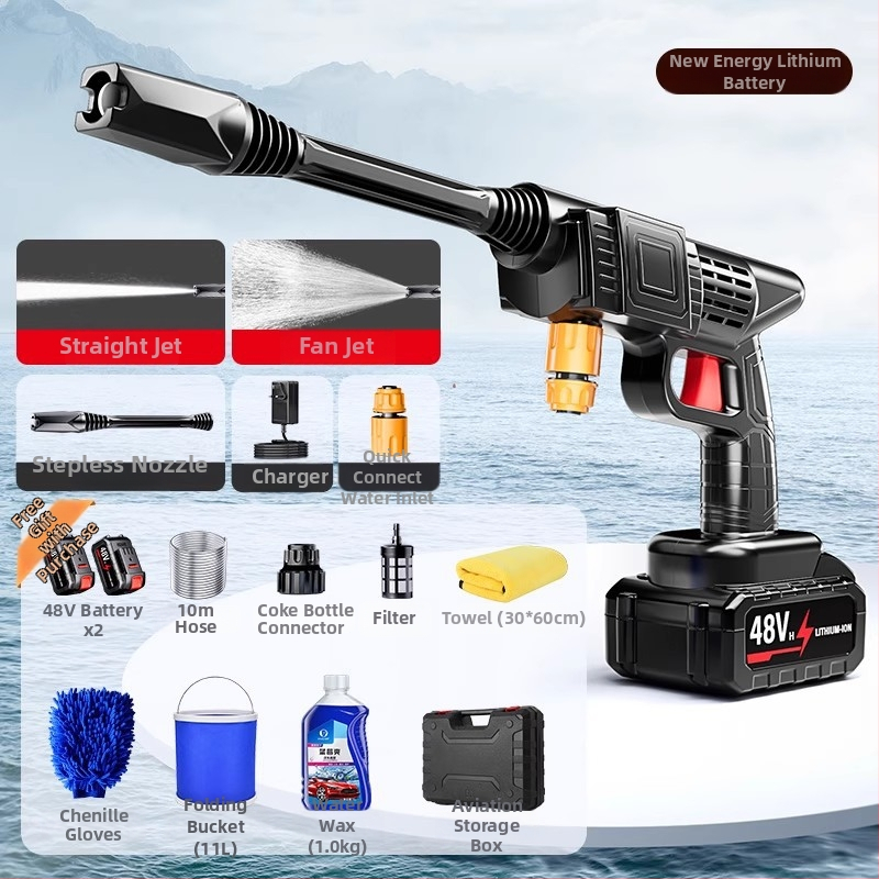 Bezdrôtový čistič auta s vysokotlakovou pištoľou, 25V lítium batéria, elektrický posilňovač vody