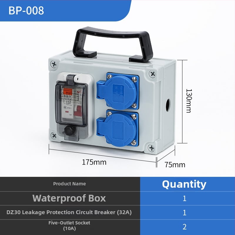IP65 външна водоустойчива кутия за разпределение, повърхностно монтирана, с защита от утечки тока, 220V