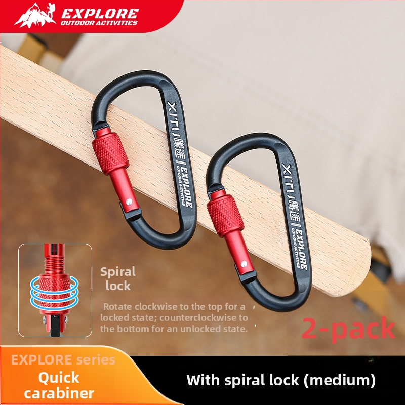 Uzamykateľný karabín D-tvaru, kľúčenka pre outdoor kempovanie – mini štýl