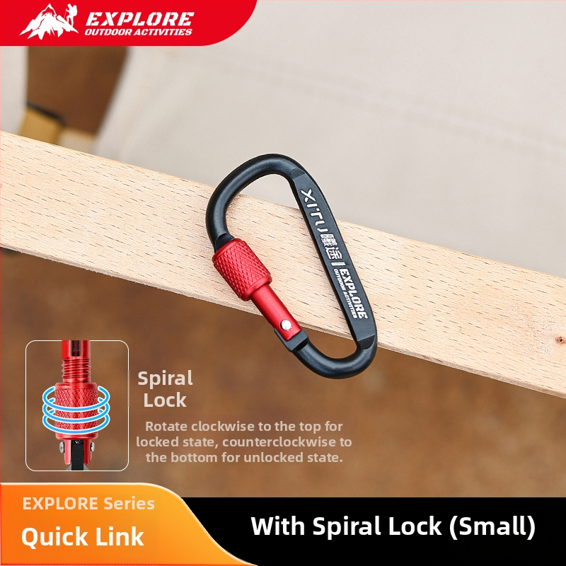 Uzamykateľný karabín D-tvaru, kľúčenka pre outdoor kempovanie – mini štýl