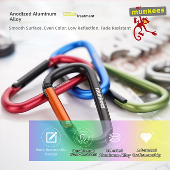 Nerezový karabín s tvarom D – mini karabínový zámok – viacúčelový kľúčenok pre turistický batoh | nosnosť: 60