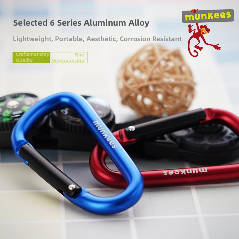 Nerezový karabín s tvarom D – mini karabínový zámok – viacúčelový kľúčenok pre turistický batoh | nosnosť: 60