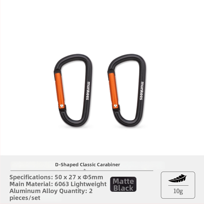 Nerezový karabín s tvarom D – mini karabínový zámok – viacúčelový kľúčenok pre turistický batoh | nosnosť: 60