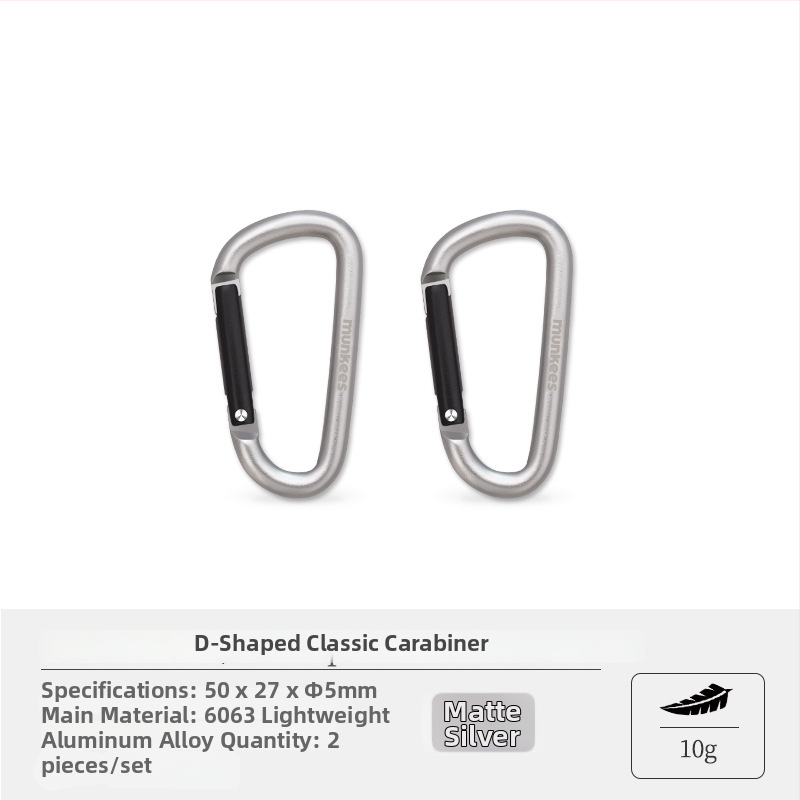 Nerezový karabín s tvarom D – mini karabínový zámok – viacúčelový kľúčenok pre turistický batoh | nosnosť: 60