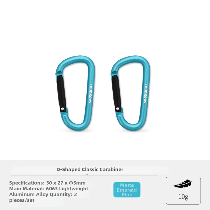 Nerezový karabín s tvarom D – mini karabínový zámok – viacúčelový kľúčenok pre turistický batoh | nosnosť: 60