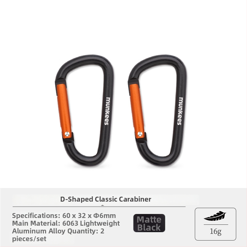 Nerezový karabín s tvarom D – mini karabínový zámok – viacúčelový kľúčenok pre turistický batoh | nosnosť: 60