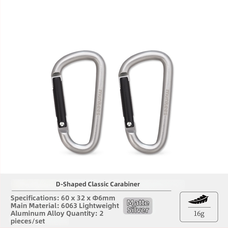 Nerezový karabín s tvarom D – mini karabínový zámok – viacúčelový kľúčenok pre turistický batoh | nosnosť: 60