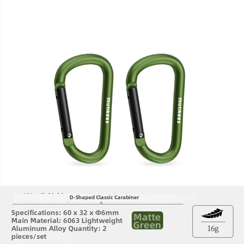 Nerezový karabín s tvarom D – mini karabínový zámok – viacúčelový kľúčenok pre turistický batoh | nosnosť: 60