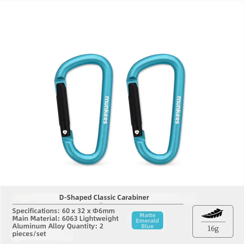 Nerezový karabín s tvarom D – mini karabínový zámok – viacúčelový kľúčenok pre turistický batoh | nosnosť: 60