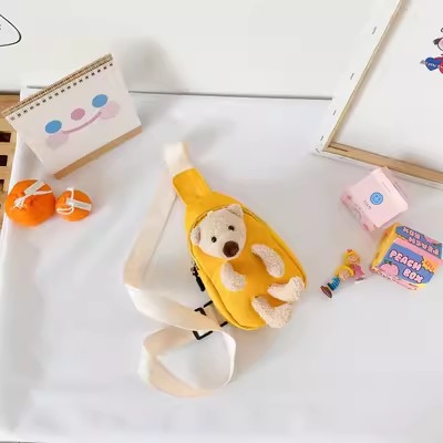 Dječja sling torba od platna s anime cartoon uzorkom – ultralagana, unisex, za predškolce, svakodnevna uporaba, proljeće 2023