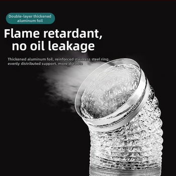 Изпускателна/вентилационна тръба за кухненски абсорбатор, алуминиево фолио + неръждаема стомана, модел Jy-exhaust pipe 1/2, монтаж според описанието