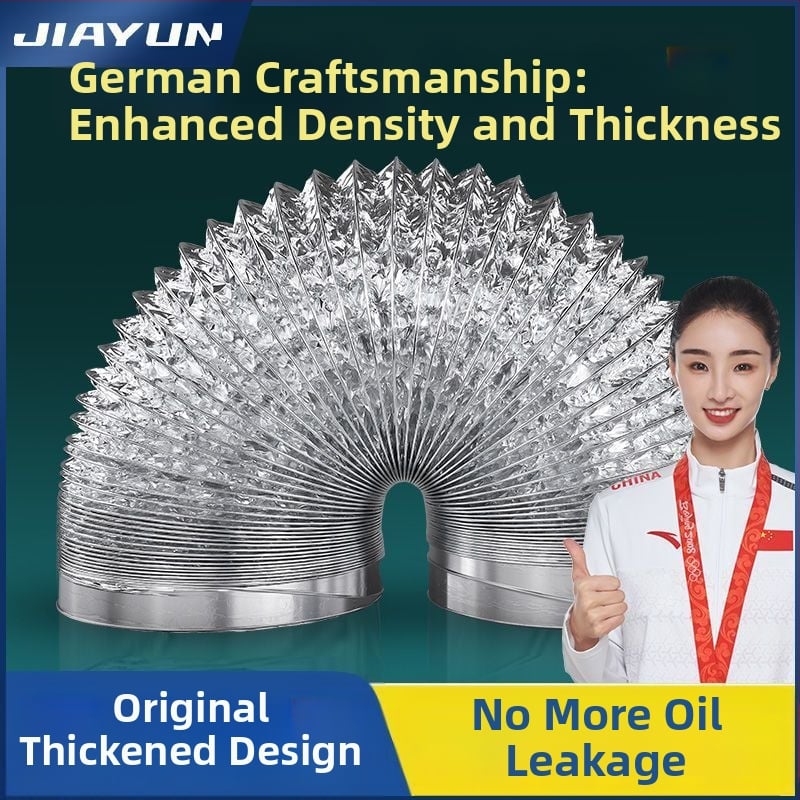 Изпускателна/вентилационна тръба за кухненски абсорбатор, алуминиево фолио + неръждаема стомана, модел Jy-exhaust pipe 1/2, монтаж според описанието