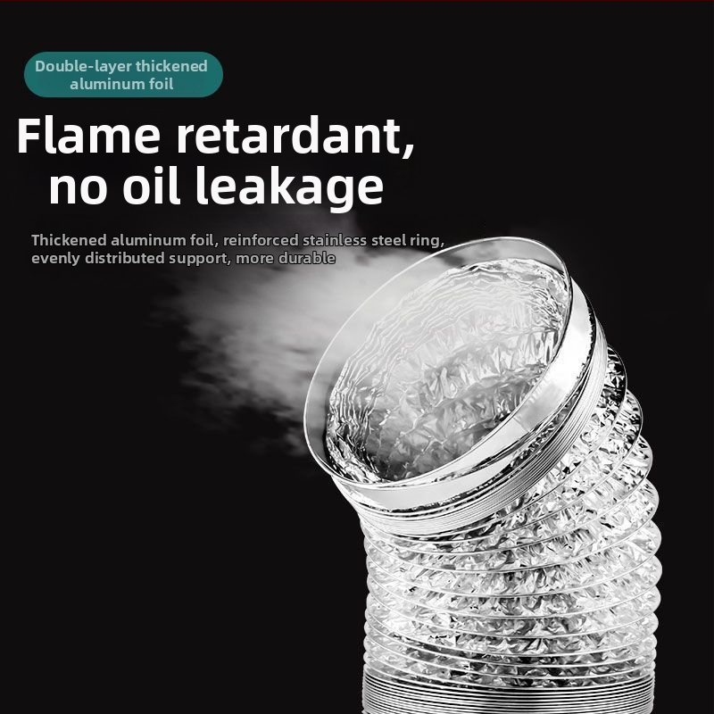 Изпускателна/вентилационна тръба за кухненски абсорбатор, алуминиево фолио + неръждаема стомана, модел Jy-exhaust pipe 1/2, монтаж според описанието