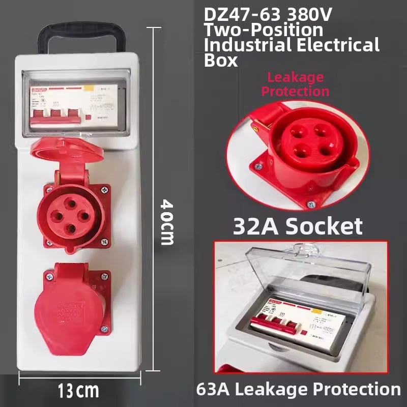 Портативна кутия за строителна площадка с защита срещу токов теч, IP54 водоустойчивост, монтаж на повърхността, поликарбонатов корпус, гнезда за включване