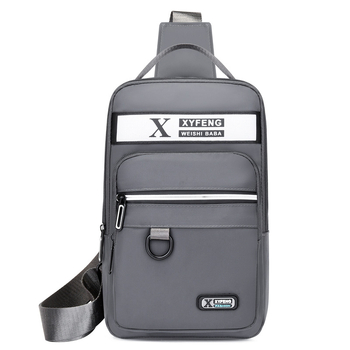 Férfi mellkas táska - vízálló Oxford anyag, kopásálló, betűs mintázat, poliészter bélés, nagy kapacitás, Koreai stílus