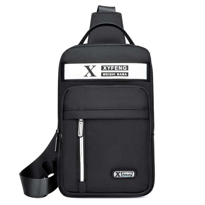 Férfi mellkas táska - vízálló Oxford anyag, kopásálló, betűs mintázat, poliészter bélés, nagy kapacitás, Koreai stílus