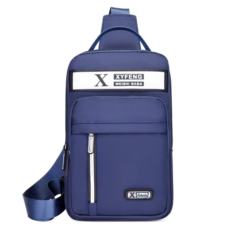 Férfi mellkas táska - vízálló Oxford anyag, kopásálló, betűs mintázat, poliészter bélés, nagy kapacitás, Koreai stílus