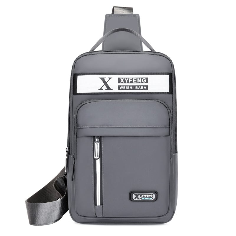 Férfi mellkas táska - vízálló Oxford anyag, kopásálló, betűs mintázat, poliészter bélés, nagy kapacitás, Koreai stílus