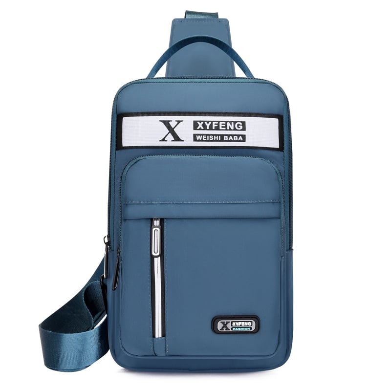 Férfi mellkas táska - vízálló Oxford anyag, kopásálló, betűs mintázat, poliészter bélés, nagy kapacitás, Koreai stílus