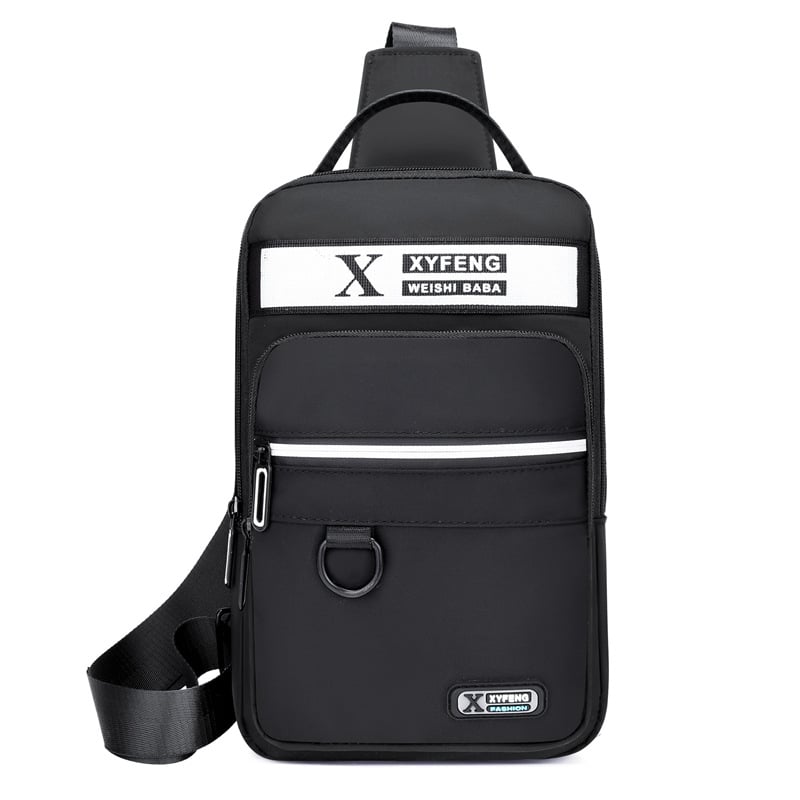 Férfi mellkas táska - vízálló Oxford anyag, kopásálló, betűs mintázat, poliészter bélés, nagy kapacitás, Koreai stílus