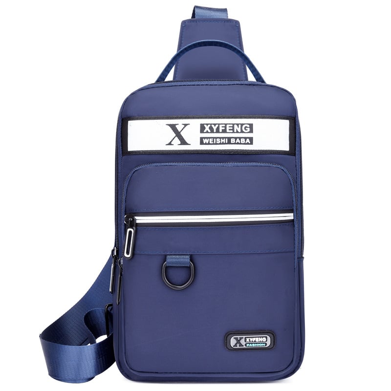 Férfi mellkas táska - vízálló Oxford anyag, kopásálló, betűs mintázat, poliészter bélés, nagy kapacitás, Koreai stílus