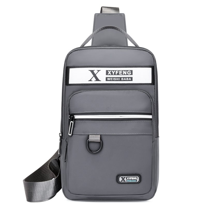 Férfi mellkas táska - vízálló Oxford anyag, kopásálló, betűs mintázat, poliészter bélés, nagy kapacitás, Koreai stílus