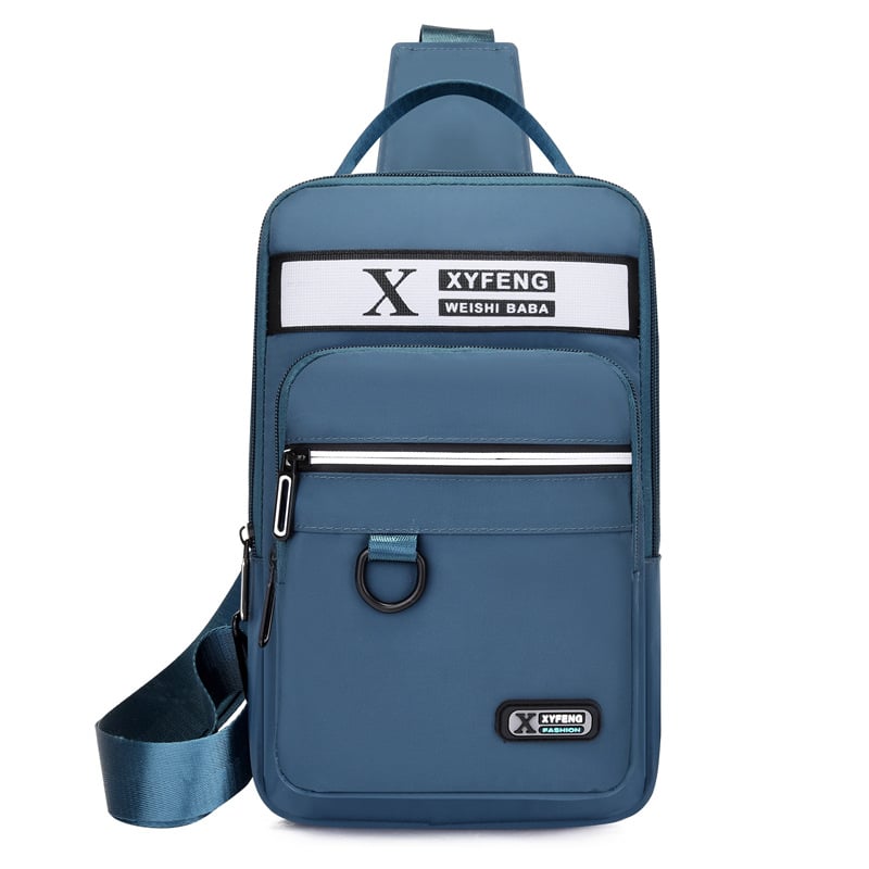 Férfi mellkas táska - vízálló Oxford anyag, kopásálló, betűs mintázat, poliészter bélés, nagy kapacitás, Koreai stílus