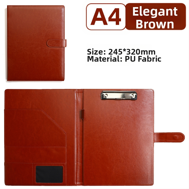 Kožna poslovna mapa s jakim klamerom i klipom za ploču | Kompatibilna s A4/A5, debljina ploče 4 mm, mogućnost tiskanja logotipa i prilagodbe