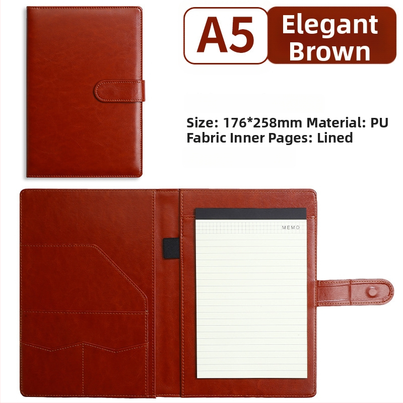 Kožna poslovna mapa s jakim klamerom i klipom za ploču | Kompatibilna s A4/A5, debljina ploče 4 mm, mogućnost tiskanja logotipa i prilagodbe