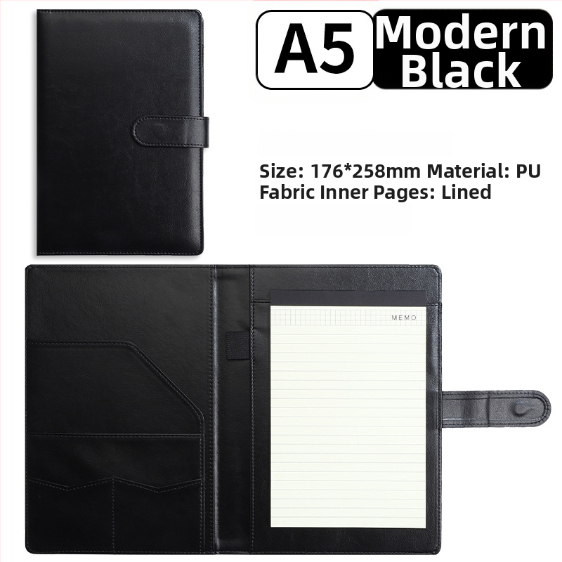 Kožna poslovna mapa s jakim klamerom i klipom za ploču | Kompatibilna s A4/A5, debljina ploče 4 mm, mogućnost tiskanja logotipa i prilagodbe