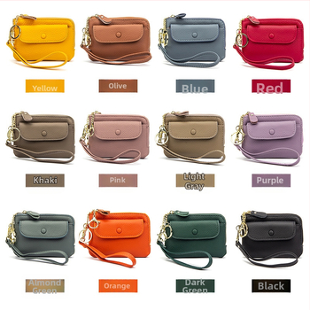 Pirmojo sluoksnio karvų odos monetų piniginė, miesto minimalistinis dizainas, kompaktiška moteriška piniginė, poliesterio pamušalas