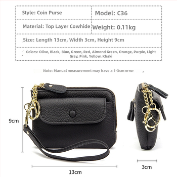 Pirmojo sluoksnio karvų odos monetų piniginė, miesto minimalistinis dizainas, kompaktiška moteriška piniginė, poliesterio pamušalas