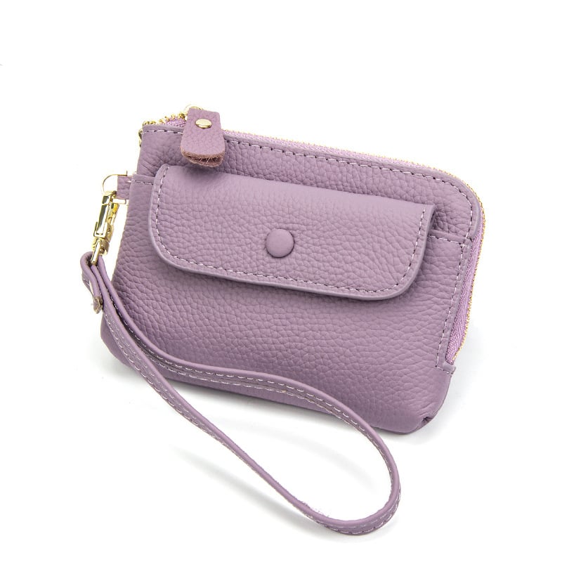 Pirmojo sluoksnio karvų odos monetų piniginė, miesto minimalistinis dizainas, kompaktiška moteriška piniginė, poliesterio pamušalas