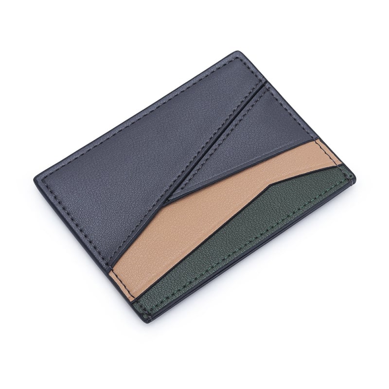 Odinis mini kortelių dėklas su kortelių kišenėmis, ID kišene ir monetų kišene — unisex, miesto minimalistinis stilius