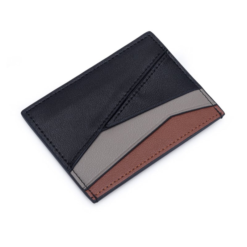 Odinis mini kortelių dėklas su kortelių kišenėmis, ID kišene ir monetų kišene — unisex, miesto minimalistinis stilius