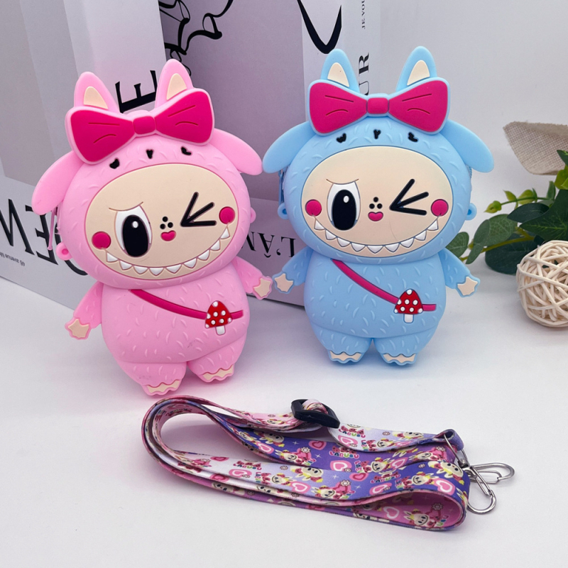 Silikoninė monetų piniginė per petį, anime raštas, gatvės stilius, unisex, atspari vandeniui ir dėvėjimuisi