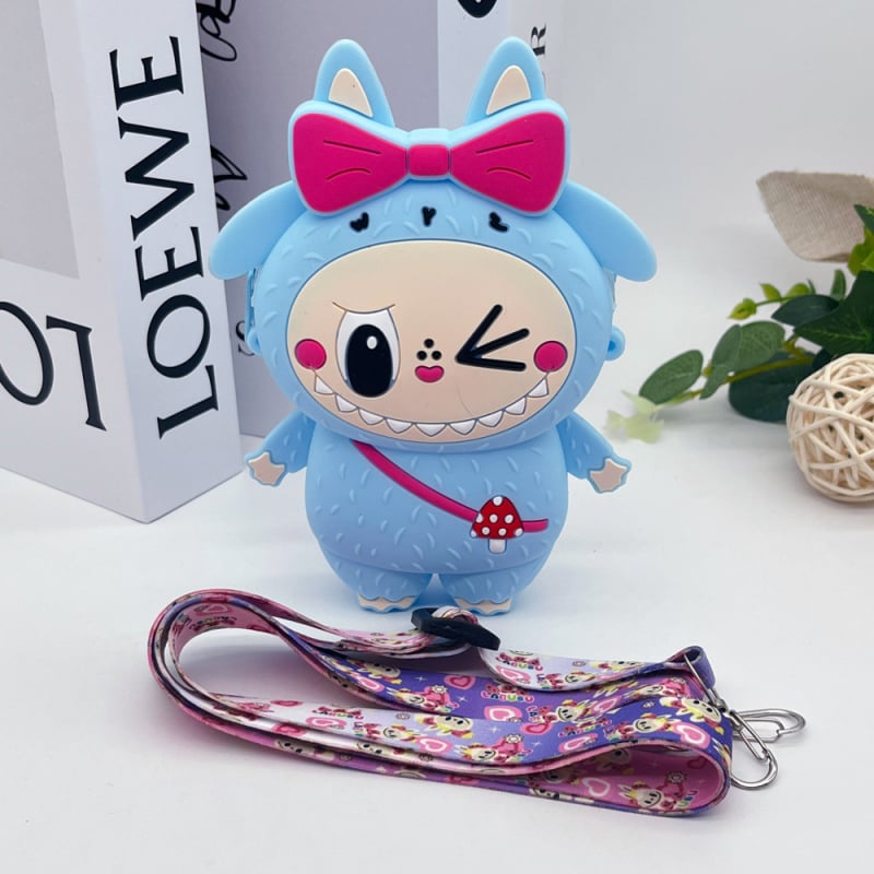 Silikoninė monetų piniginė per petį, anime raštas, gatvės stilius, unisex, atspari vandeniui ir dėvėjimuisi