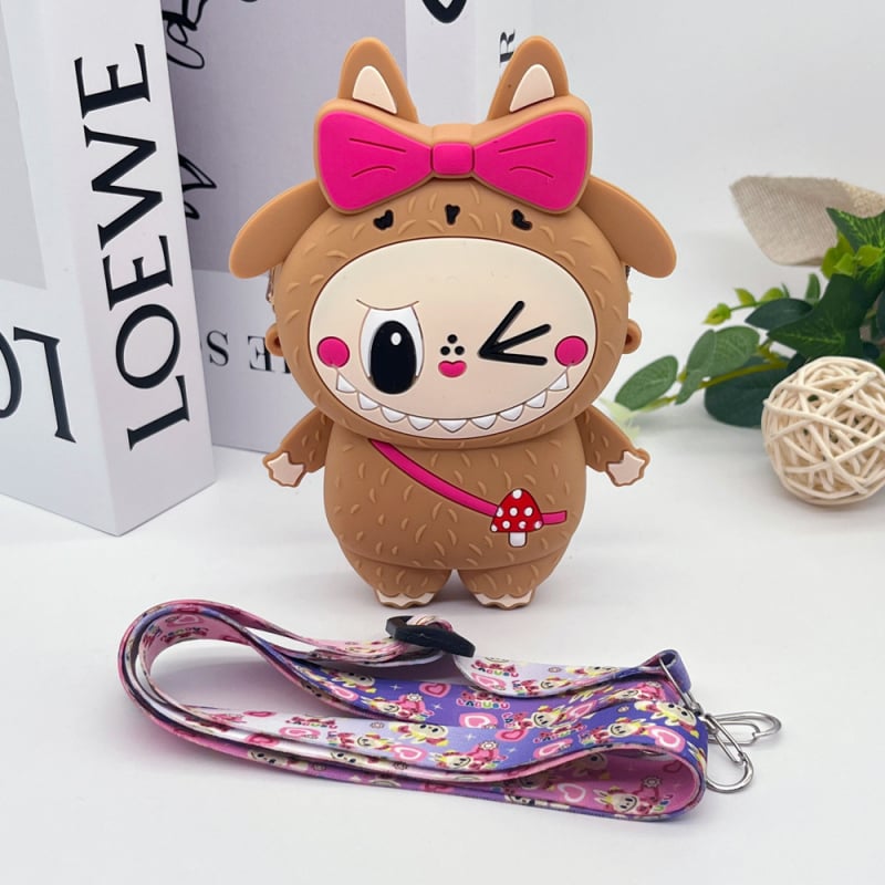 Silikoninė monetų piniginė per petį, anime raštas, gatvės stilius, unisex, atspari vandeniui ir dėvėjimuisi