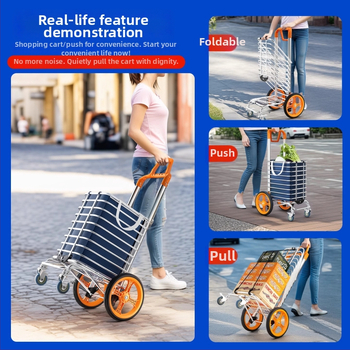 Cărucior de cumpărături pliabil din aliaj de aluminiu | capacitate 50 kg | design modern minimalist | Jie anxi