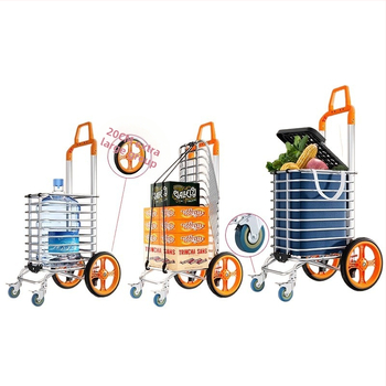 Cărucior de cumpărături pliabil din aliaj de aluminiu | capacitate 50 kg | design modern minimalist | Jie anxi