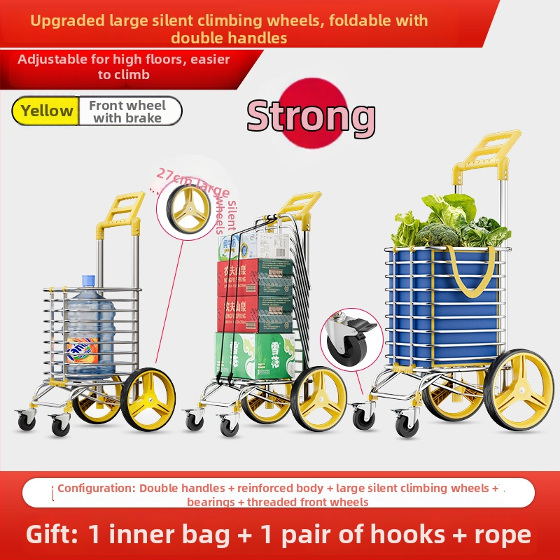 Cărucior de cumpărături pliabil din aliaj de aluminiu | capacitate 50 kg | design modern minimalist | Jie anxi