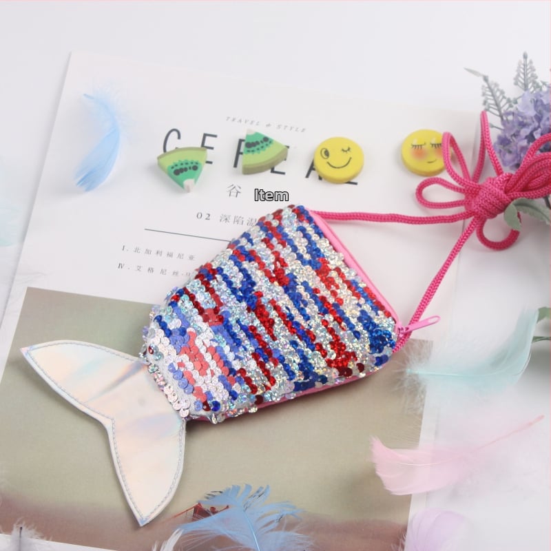 Undinėlės uodegos crossbody krepšys mergaitei, blizgučiai, geometrinis raštas, poliesterio pamušalas