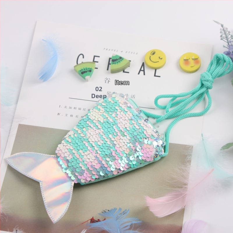 Undinėlės uodegos crossbody krepšys mergaitei, blizgučiai, geometrinis raštas, poliesterio pamušalas