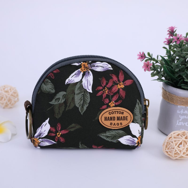 Monetų piniginė su gėlių raštu, miesto paprastas stilius, moterims, poliesterio vidus