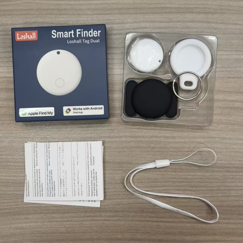 Локатор за проследяване на предмети за iOS и Android с двойна система, универсален локатор за изгубени вещи (батерия 220 мАч; безжична дистанция 20 м; тегло 7 g; материал PC)