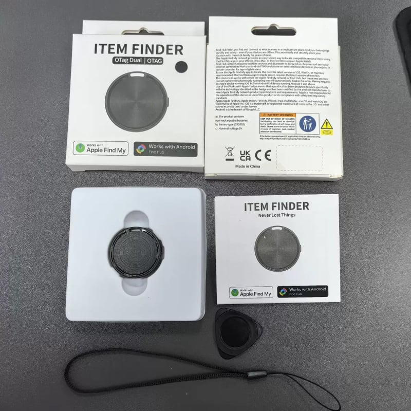 Локатор за проследяване на предмети за iOS и Android с двойна система, универсален локатор за изгубени вещи (батерия 220 мАч; безжична дистанция 20 м; тегло 7 g; материал PC)