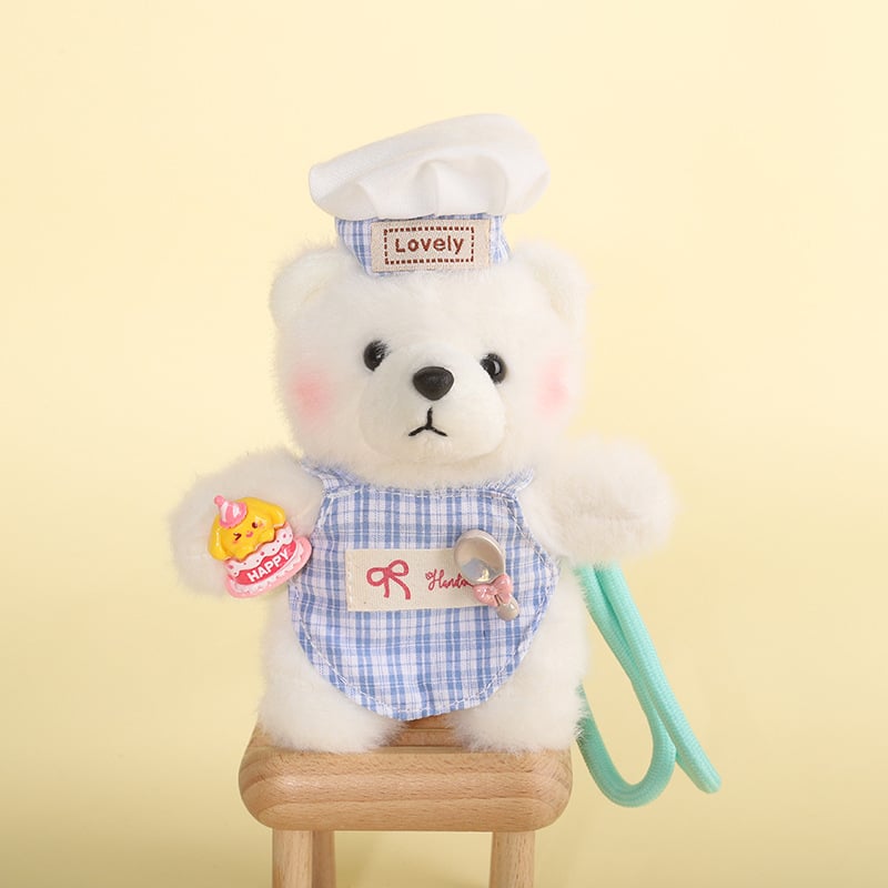 Αρκουδάκι από βελούδινο ύφασμα – μπρελόκ, κοντή βελούδινη υφή, γέμισμα PP βαμβάκι, ετικέτα λογότυπου