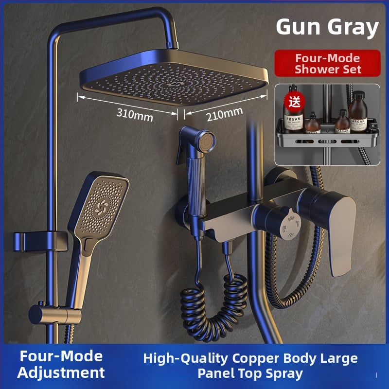 Σετ ντους μπάνιου από χαλκό, εντοιχισμένος στον τοίχο, ψηφιακή οθόνη, σταθερή θερμοκρασία, ντους βροχής