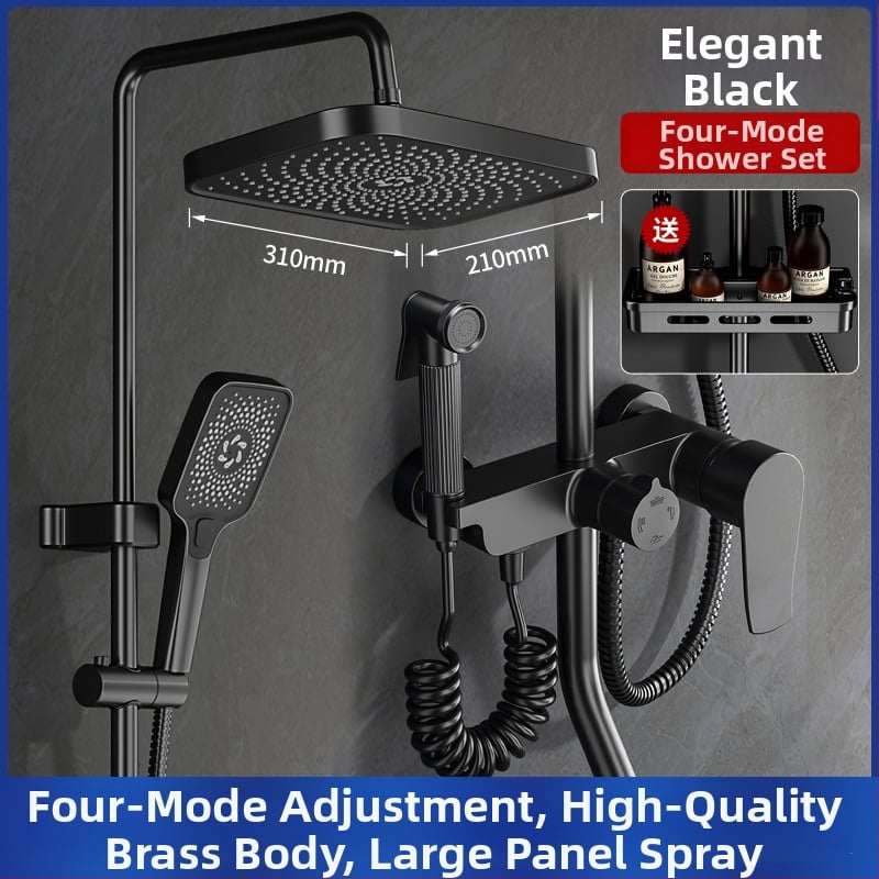 Σετ ντους μπάνιου από χαλκό, εντοιχισμένος στον τοίχο, ψηφιακή οθόνη, σταθερή θερμοκρασία, ντους βροχής